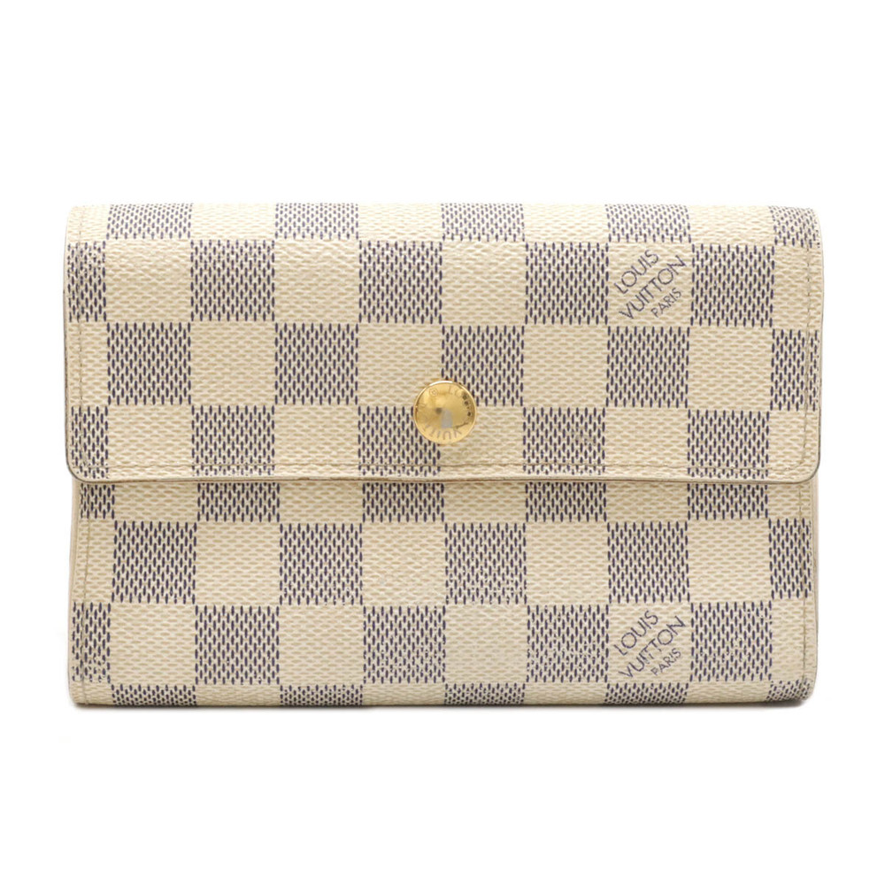 LOUIS VUITTON Damier Azur White Portefeuille Alexandra Tri fold Wallet